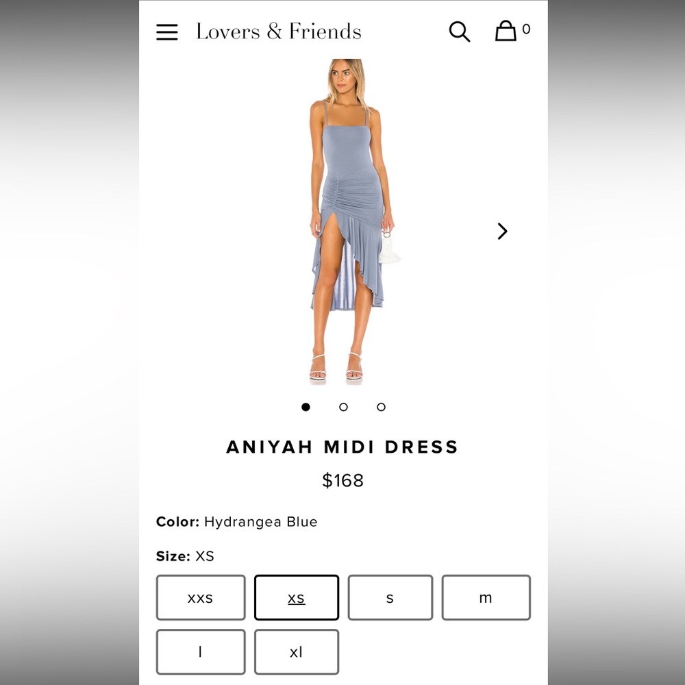 Lovers + Friends Hydrangea Blue Spaghetti Strap Bodycon Midi Dress